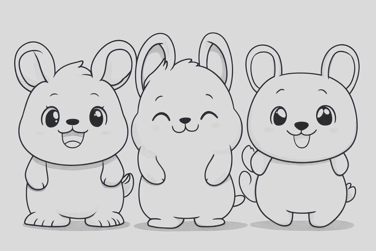 Foto página para colorear de animales kawaii para niños