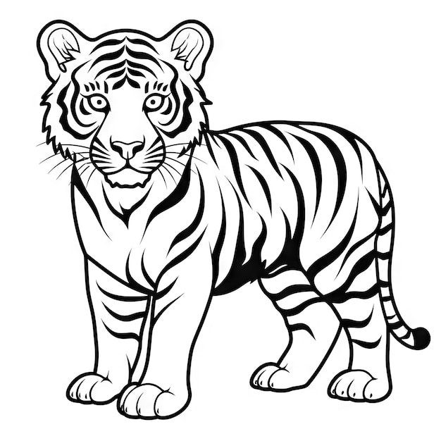 Página para colorear de animales tigre para niños