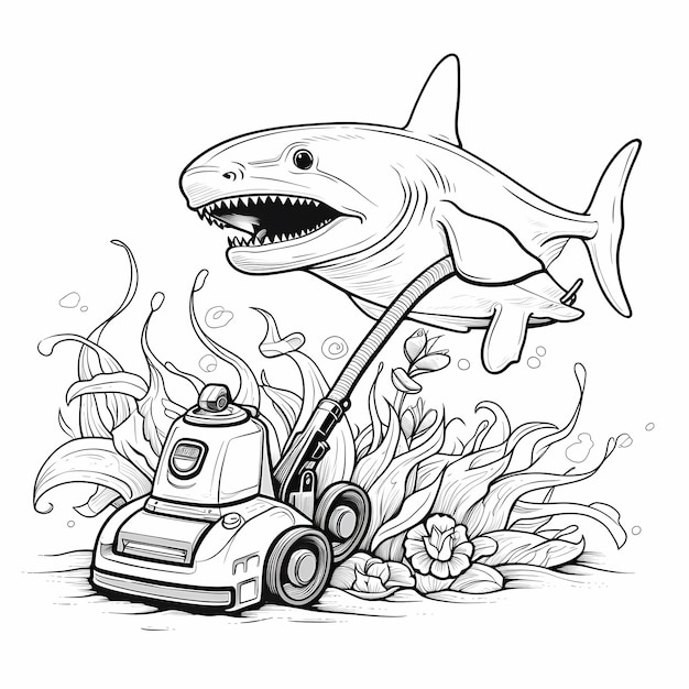 Página para colorear de una aspiradora de la marca Shark