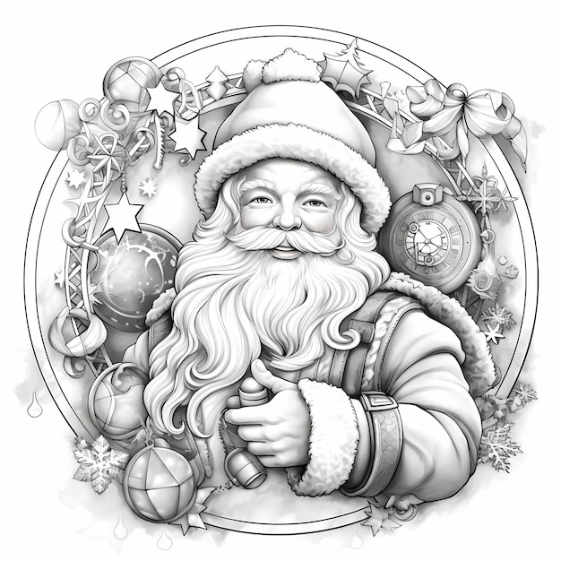 Página para colorear de las aventuras de Papá Noel para colorear imaginativamente