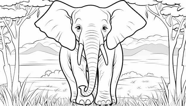 Página para colorear en blanco con contornos simples para niños ilustración vectorial en papel blanco Detalles fáciles