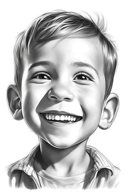 Página para colorear de cara de niño emotivo Borrador de boceto a lápiz imprimible