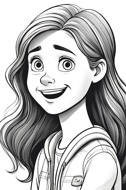 Foto página para colorear de cara de niño emotivo borrador de boceto a lápiz imprimible