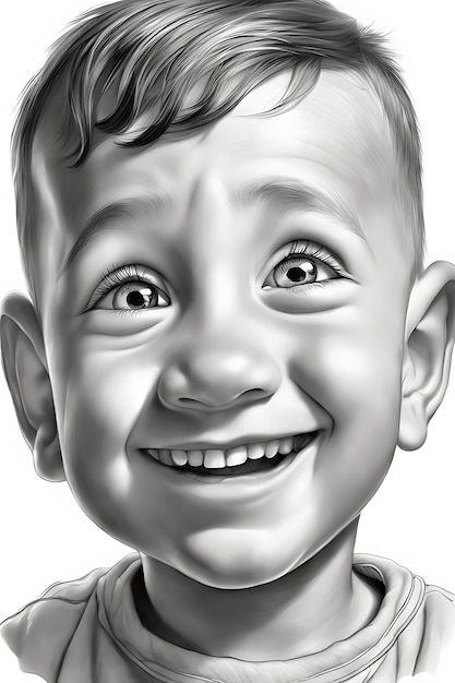 Página para colorear de cara de niño emotivo Borrador de boceto a lápiz imprimible