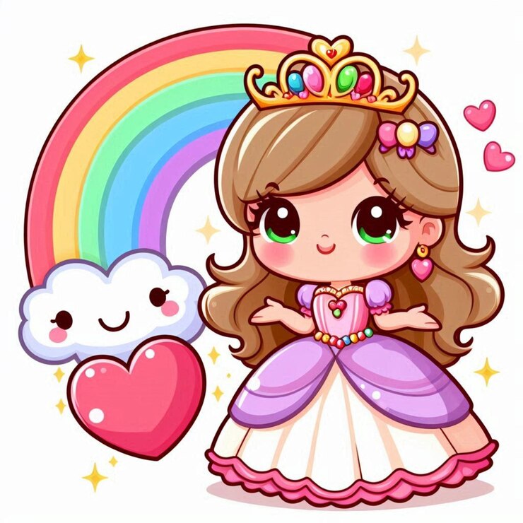 Página para colorear clipart de la princesa para niños generada por ai