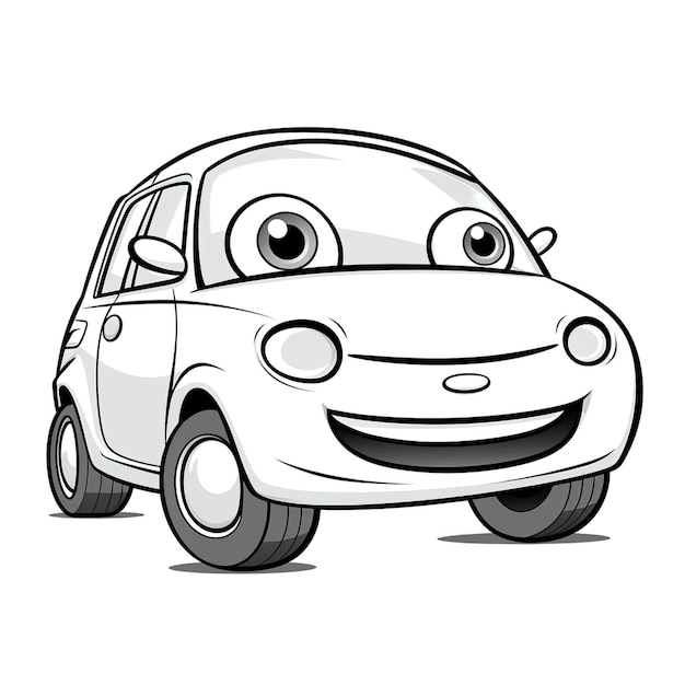 Foto página para colorear coches de dibujos animados de alta calidad para que los niños pinten