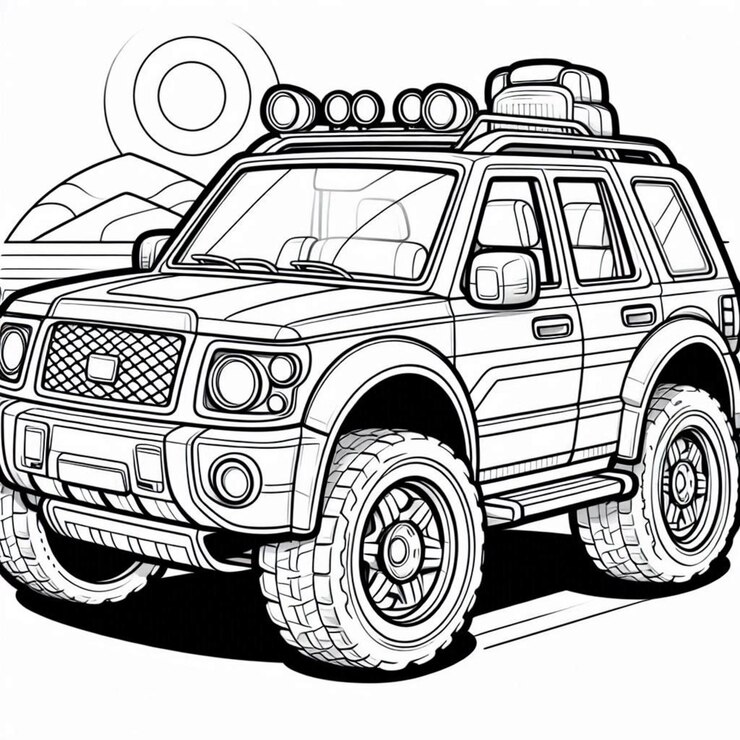 Página para colorear coches para niños generada por ai