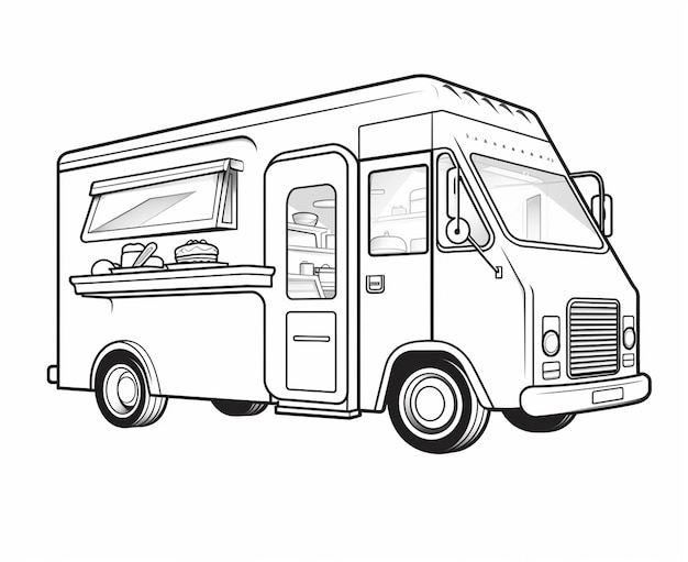 Página para colorear comida de camión para niños Páginas para colorear transporte para imprimir