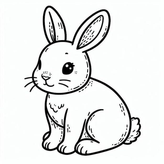 Página para colorear conejo lindo para niños ai generado