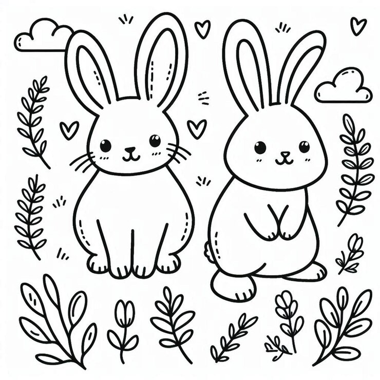 Página para colorear conejo lindo para niños ai generado