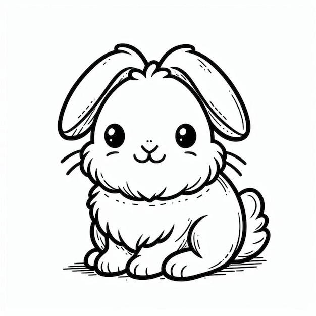 Página para colorear conejo lindo para niños ai generado