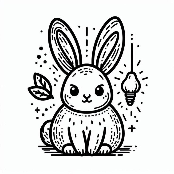 Página para colorear conejo lindo para niños ai generado