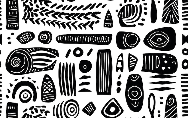 Foto página de colorear sin costuras de patrón étnico africano en blanco y negro