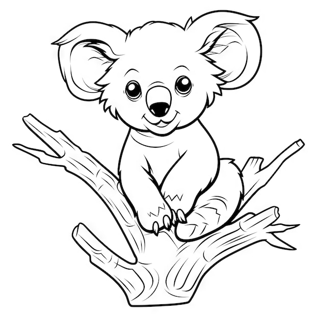 Foto página para colorear dibujos animados de koalas lindos