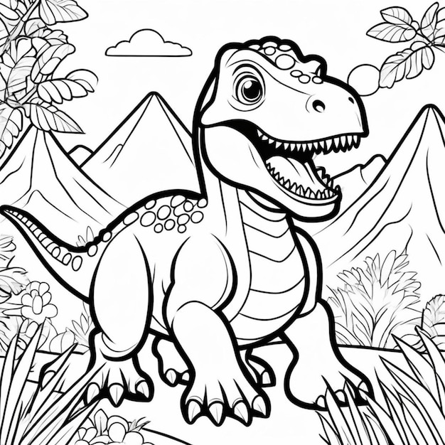 Foto página para colorear de dinosaurios imprimible para niños