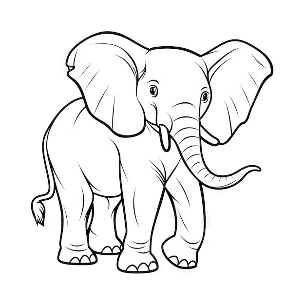 Foto página de colorear elefante animales de dibujos animados