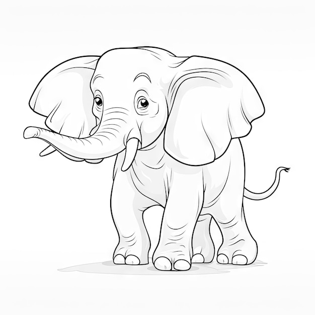 Foto página de colorear elefante animales de dibujos animados