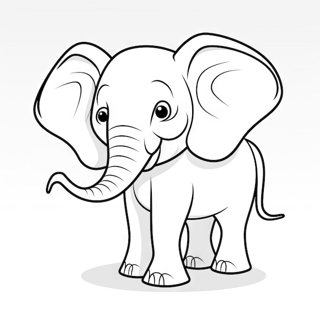 Foto página de colorear elefante animales de dibujos animados