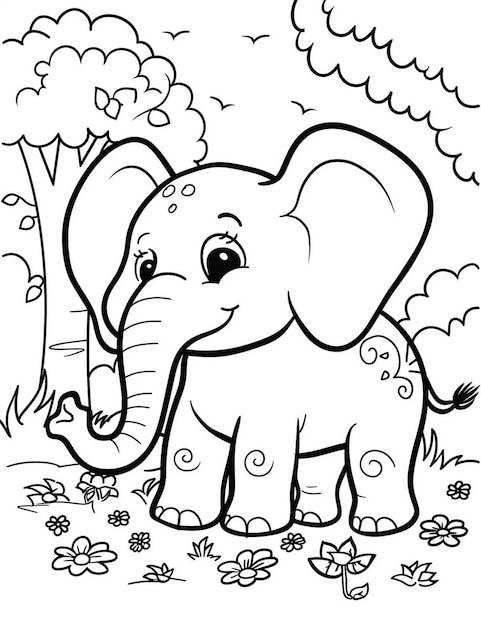 Página para colorear Elefante lindo
