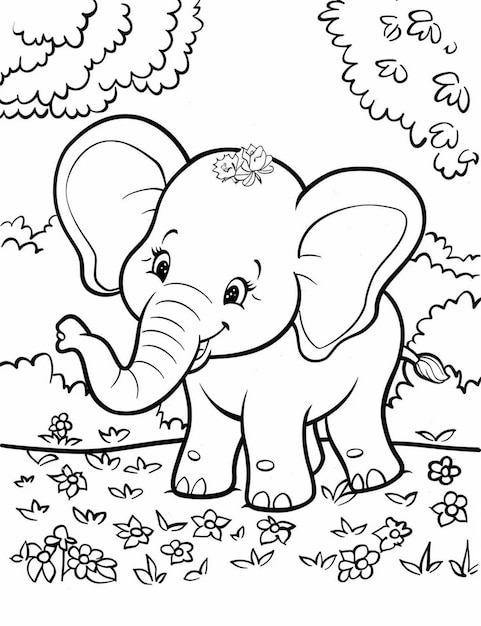 Página para colorear Elefante lindo