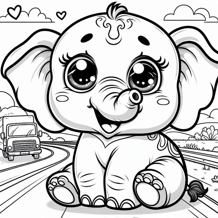 página de colorear elefante para niños
