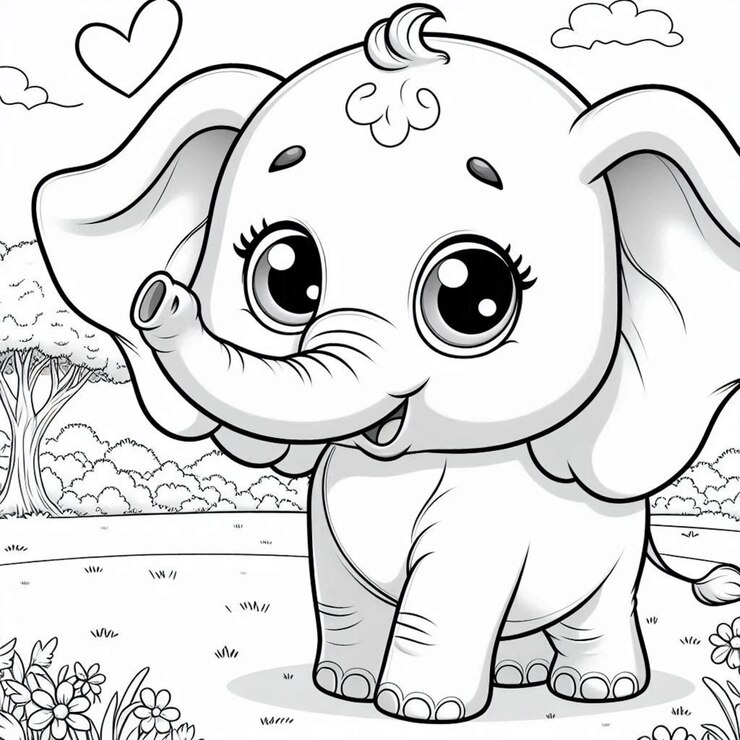 página de colorear elefante para niños