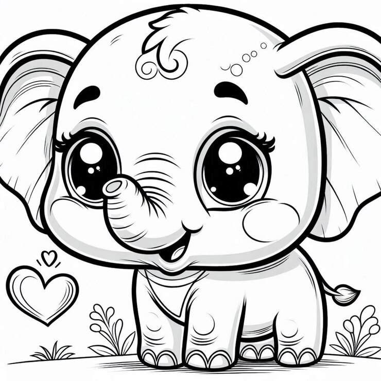 página de colorear elefante para niños