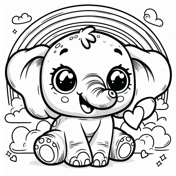 página de colorear elefante para niños