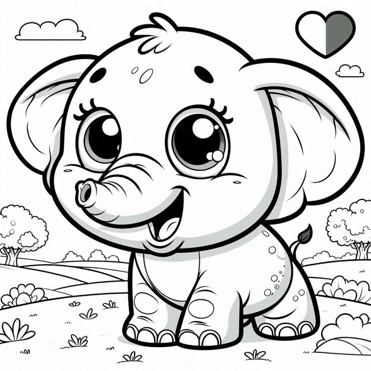 página de colorear elefante para niños