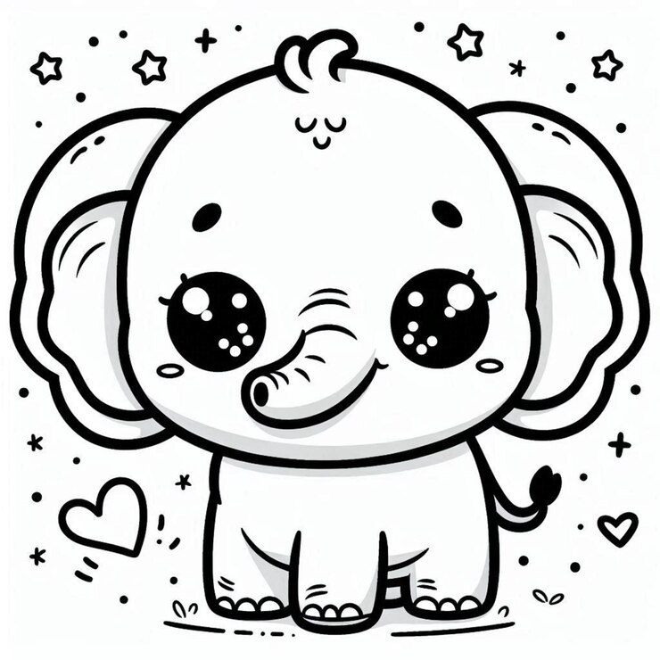 página de colorear elefante para niños