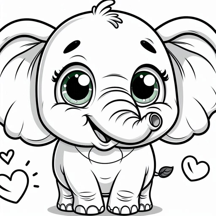 Página para colorear de elefantes para niños generada por ai