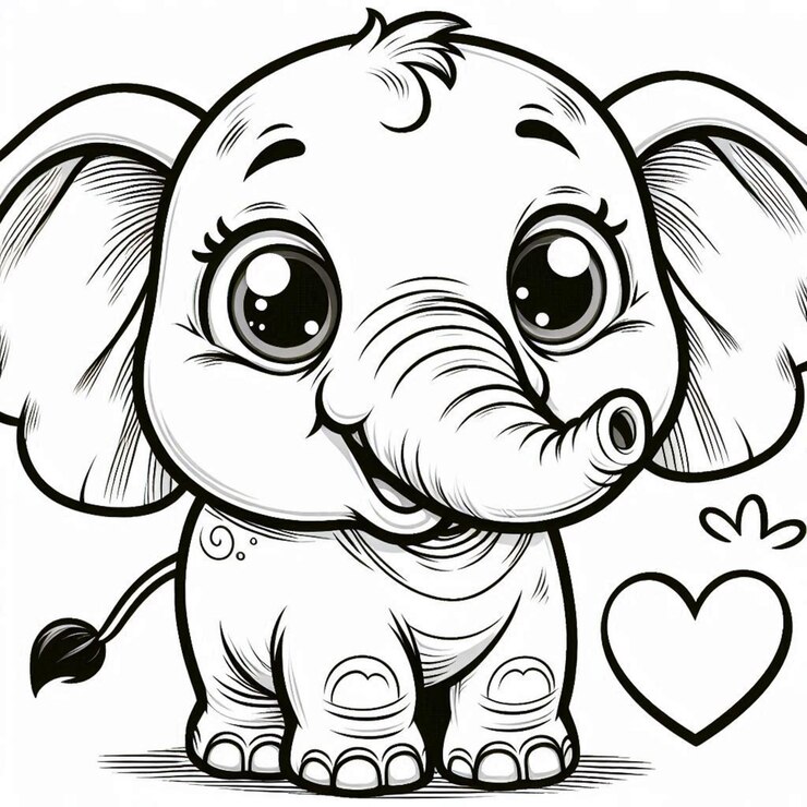 Página para colorear de elefantes para niños generada por ai