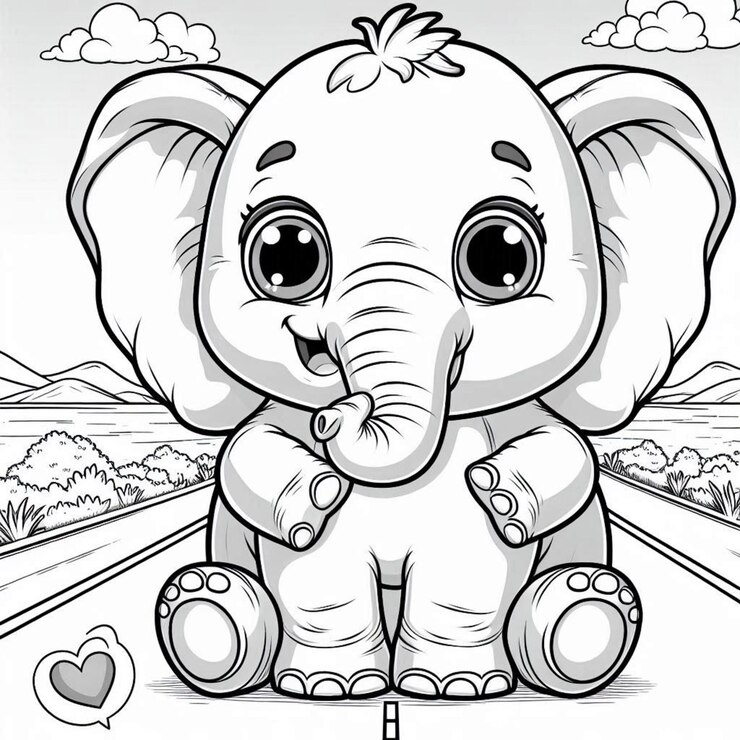 Página para colorear de elefantes para niños generada por ai