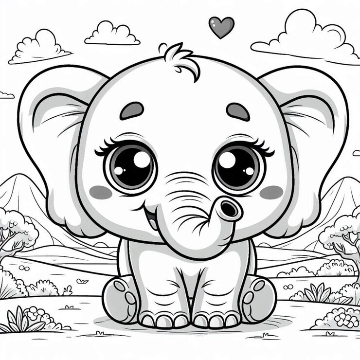 Página para colorear de elefantes para niños generada por ai