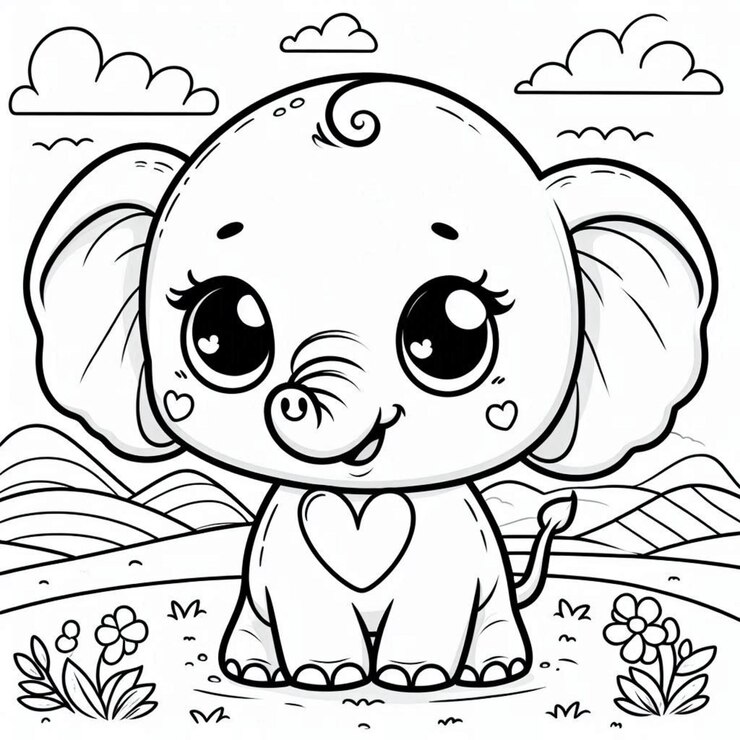 Página para colorear de elefantes para niños generada por ai
