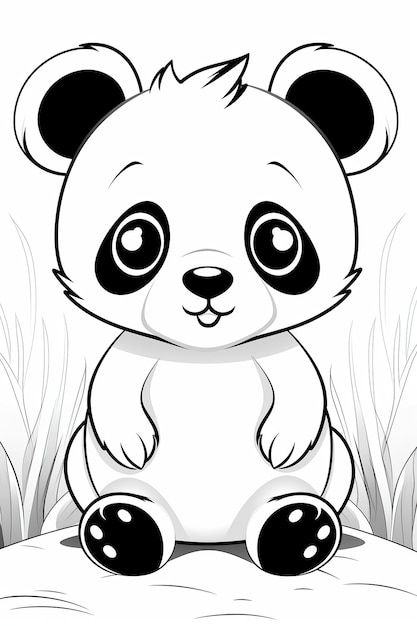 Página para colorear estilo chibi de bebé panda lindo feliz Imagen generada por IA