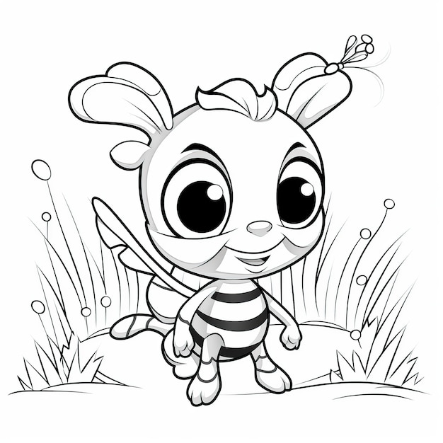 Foto página para colorear estilo de hormiga chibi bebé lindo feliz generado por ia