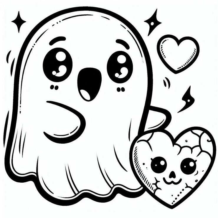 Página para colorear fantasmas de Halloween generada por ai