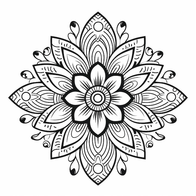 Página para colorear de flores ornamentales en blanco y negro