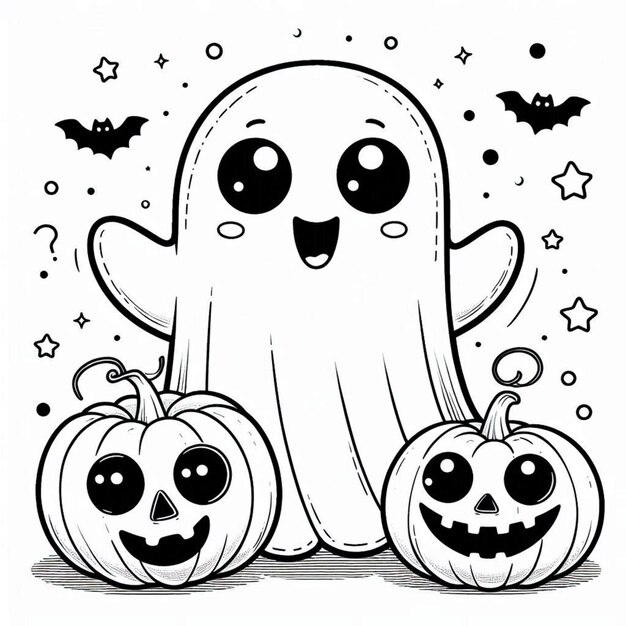 página de colorear de halloween ai generado