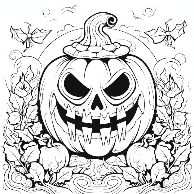 Página para colorear de Halloween en blanco y negro