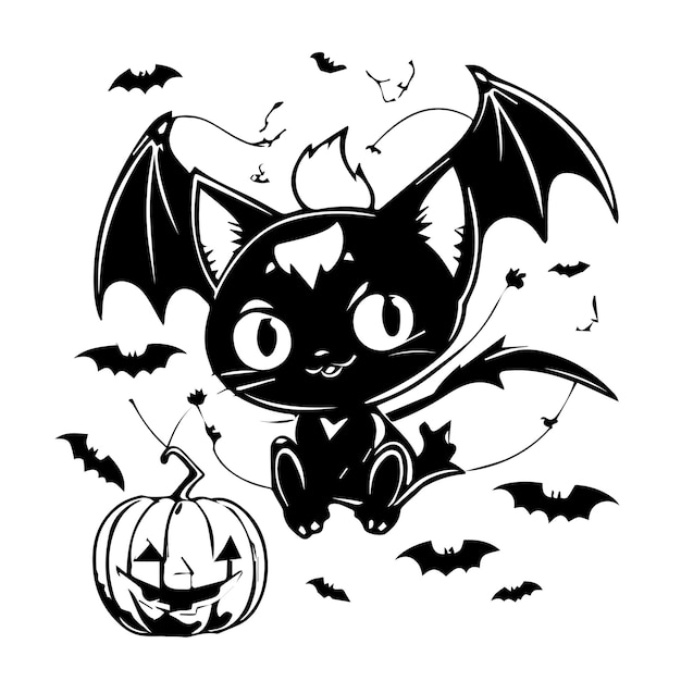 Página para colorear de Halloween para gatos