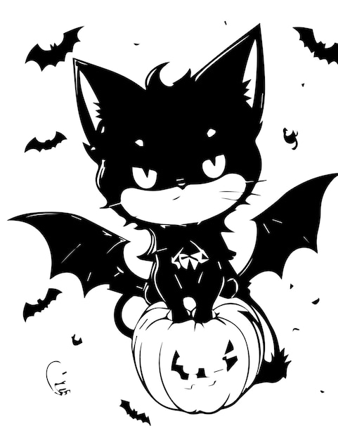 Página para colorear de Halloween para gatos