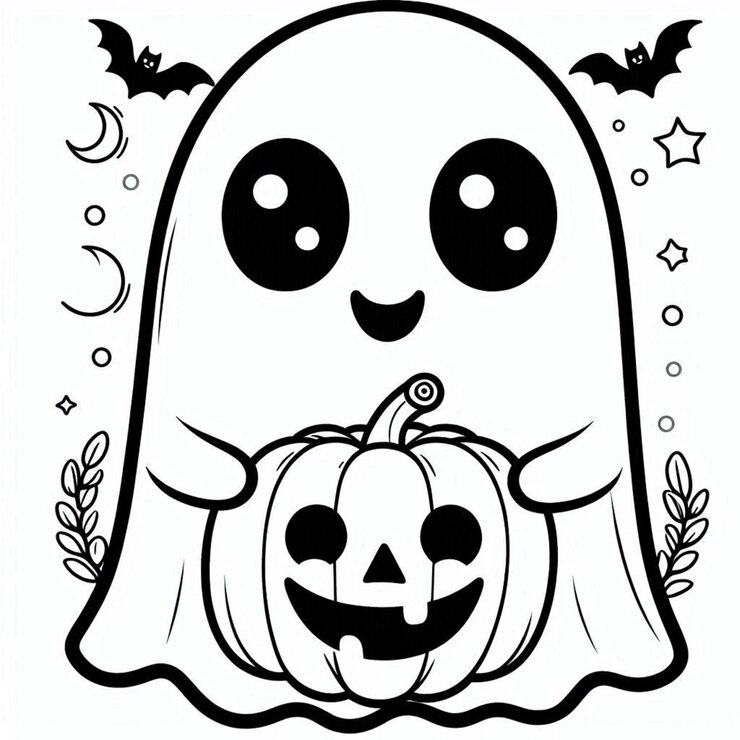 Página para colorear de Halloween para niños generada por ai