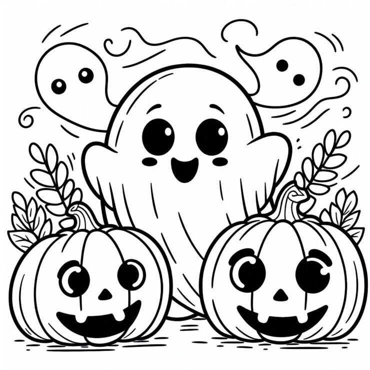 Página para colorear de Halloween para niños generada por ai