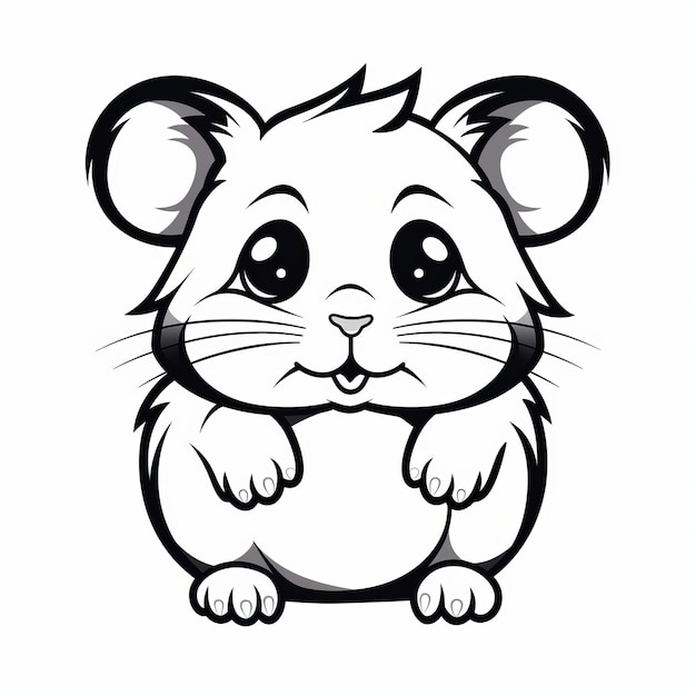 Página para colorear Hamster lindo Blanco oscuro y Negro Estilo Svg