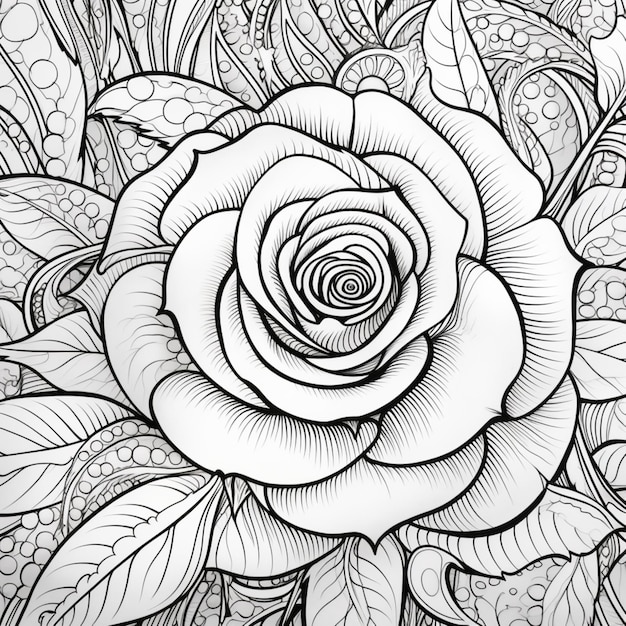 Página para colorear hermosa línea de rosas arte ilustración imagen arte generado por Ai