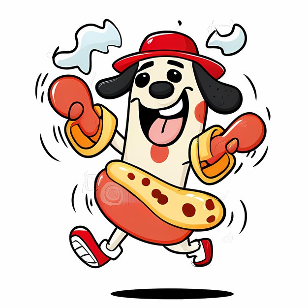 Foto página para colorear hot doggin cowboy dalmatian con sombrero de vaquero y orejas de perro caliente