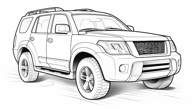 Página para colorear Ilustración dinámica de un SUV Nissan Armada para colorear