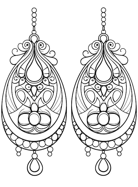 Página de colorear de joyas y pendientes
